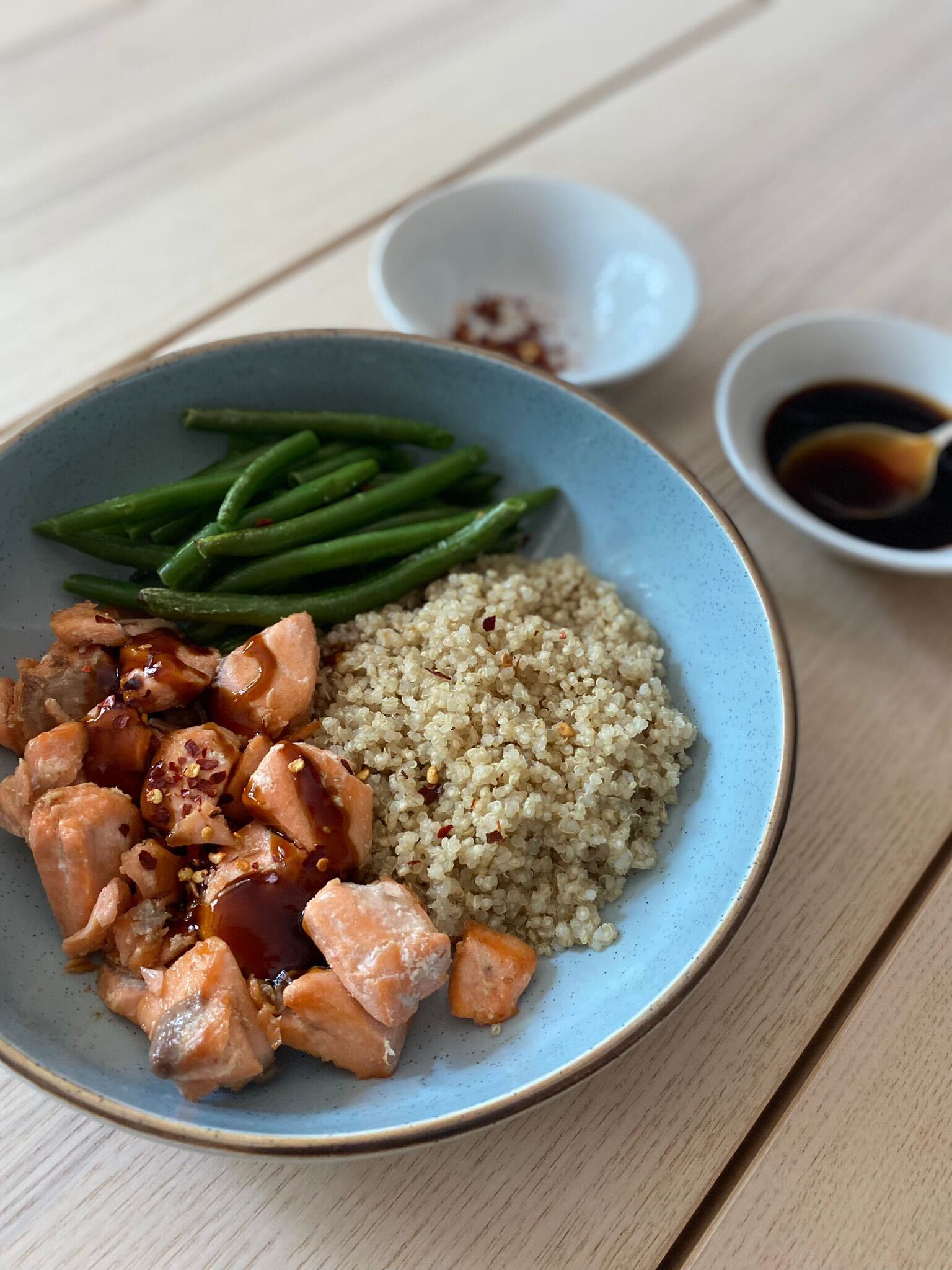 Spicy Salmon Teriyaki Bowl & Ghee Benefits from a Nutrition Coach