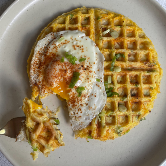 Cheddar Scallion Hash Brown Waffle