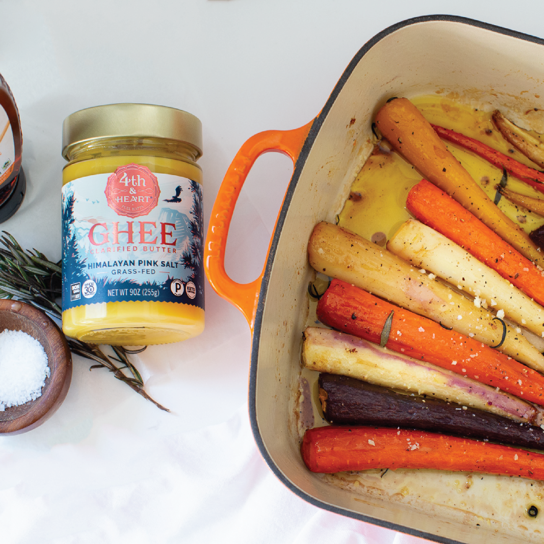 Ghee & Rosemary Roasted Carrots with a Honey Glaze