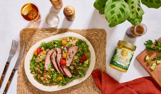 Steak Salad with Crispy Rice and Herbs